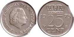 World Coins - 25 cent 1973 Juliana Pr EINDE MUNTPLAAT