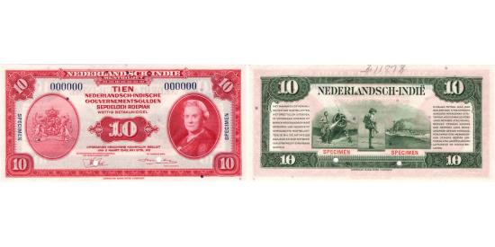 World Coins - 10 gulden SPECIMEN 1943 Netherlands Indies PMG 64