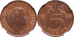 World Coins - 5 cent 1978 Juliana NGC MS 63 RB