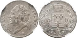 World Coins - 5 francs 1822W Louis XVIII France NGC MS 61