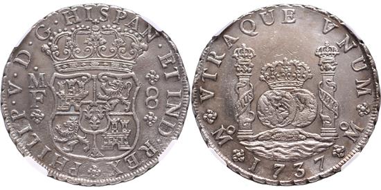 8 reales Mexico 'pillar dollar' 1737 – Rooswijk NGC Shipwreck graded