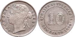 World Coins - 10 cents 1888 Victoria Straits Settlements