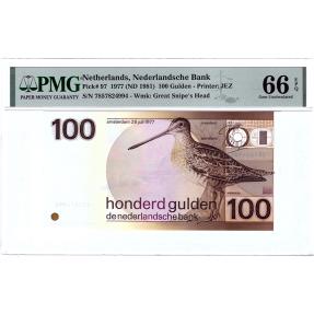 World Coins - 100 gulden 1977 PMG 66 EPQ
