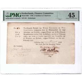 World Coins - 2 gulden en 5 stuivers 1795 recepis Schiedam PMG 45