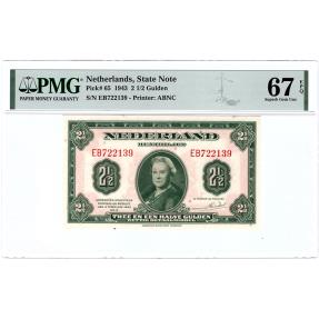 World Coins - 2 1/2 gulden 1943 Muntbiljet PMG 67 EPQ