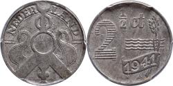 World Coins - 2 1/2 cent zink 1941 Wilhelmina PCGS MS 61