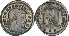 Ancient Coins - Maxentius (307-312). Æ Follis. Rome, 310-1. R/ Roma seated within hexastyle temple