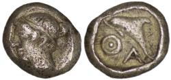 Ancient Coins - Calabria, Tarentum. (Circa 325-280 BC). AR Diobol