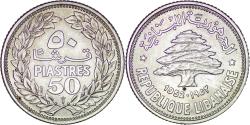 World Coins - Lebanon. Silver 50 Piastres (Qirsh). 1952. UNC