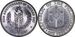 World Coins - Philippines . 1 Peso. 1967. Silver .900.