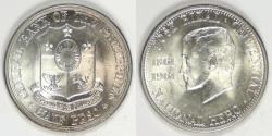 World Coins - PHILIPPINES - Republic, 1961, Half Peso, Gem BU