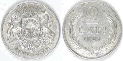 World Coins - LATVIA - 1st Republic, 1925, 2 Lati, Extra Fine