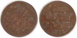World Coins - SWEDEN, Karl XII, 1718, 1/6 Öre Silfwermynt, Choice VF