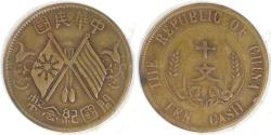中華民国大型銅貨　1928年 CHINA - Republic, Honan Province, ND (1928) 200 Cash, about Fine
