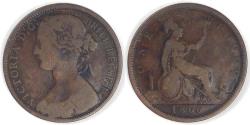 World Coins - GREAT BRITAIN, Victoria, 1866, Penny, Fine