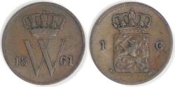 World Coins - NETHERLANDS, William III, 1861, Cent, Very Fine