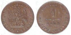 World Coins - ITALY - Republic of Venice (Revolutionary Coinage), 1849 Centesimo, Choice AU to Unc