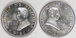 World Coins - PHILIPPINES - Republic, 1970 2-Coin Piso Set (Papal Visit), Gem BU / Gem Proof