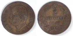 World Coins - ITALY - Kingdom, Umberto I, 1897 R, 2 Centesimi, Choice Very Fine