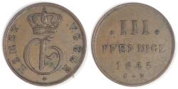World Coins - GERMANY - Mecklenburg-Strelitz, Georg, 1845, 3 Pfennige, Extra Fine