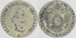 World Coins - AUSTRIA - Austro-Hungarian Empire, Franz II, 1830 A, 3 Kreuzer, Extra Fine