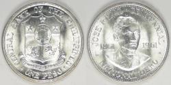 World Coins - PHILIPPINES - Republic, 1961, Peso, Brilliant Uncirculated