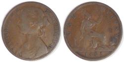 World Coins - GREAT BRITAIN, Victoria, 1861 Penny, Very Good