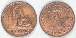 World Coins - BELGIUM, Albert I, 1914 Centime, Choice BU RB