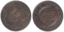 World Coins - ISLE OF MAN - British Dependency, Bank Token Coinage, 1811 Penny, Choice EF