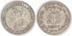 World Coins - CEYLON - British Colony, Victoria, 1895, 25 Cents, Very Fine