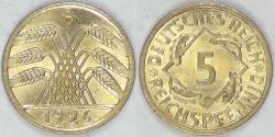 World Coins - GERMANY - Weimar Republic, 1926 A, 5 Reichpfennig, BU