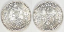World Coins - MOROCCO - French Protectorate, Mohammed V, AH1376-1956, 500 Francs, Choice BU