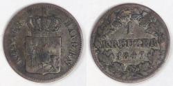 World Coins - GERMANY - Bavaria, Ludwig I, 1847 Kreuzer, Very Fine