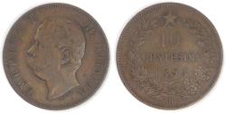 World Coins - ITALY - Kingdom, Umberto I, 1893 R, 10 Centesimi, about Very Fine