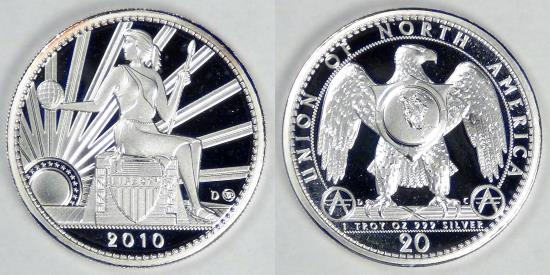 US Coins - 2010 Una 20 Ameros Prototype Currency (Una Pattern) by Daniel Carr