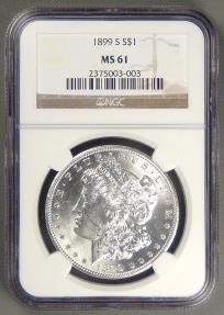 US Coins - 1899 Morgan Dollar, MS-61 NGC