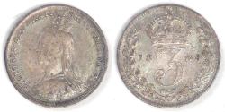 World Coins - GREAT BRITAIN, Victoria, 1889, 3 Pence, Very Fine