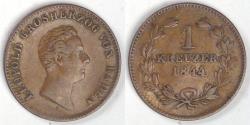 World Coins - GERMANY - Baden, Leopold I, 1844 Kreuzer, Very Fine +