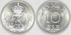 World Coins - DENMARK, Frederik IX, 1954 (h), 10 Øre, Gem BU