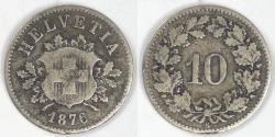 World Coins - SWITZERLAND, 1876 B, 10 Rappen, Fine