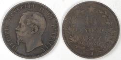 World Coins - ITALY - Kingdom, Vittorio Emmanuel II, 1867 H, 10 Centesimi, Very Fine