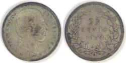 World Coins - NETHERLANDS, William III, 1850, 25 Cents, Fine