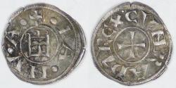 World Coins - ITALY - Genoa, in the name of Conrad III, ND (1139-1339), AR Denaro, Choice Extra Fine