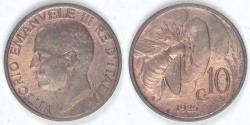 World Coins - ITALY - Kingdom, Vittorio Emanuele III, 1925 R, 10 Centesimi, Almost Uncirculated RB