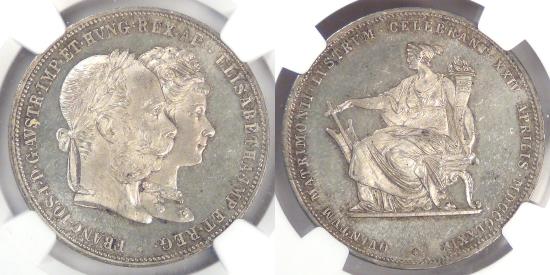 プリンセス② AUSTRIA - Empire, Franz Joseph I, 1879, 2 Gulden (2 Florin),MS-64 NGC