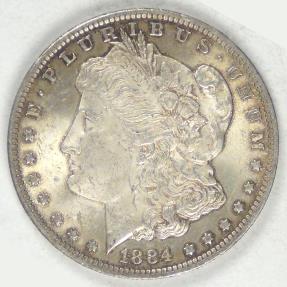 US Coins - 1884-O Morgan Dollar, MS-62+