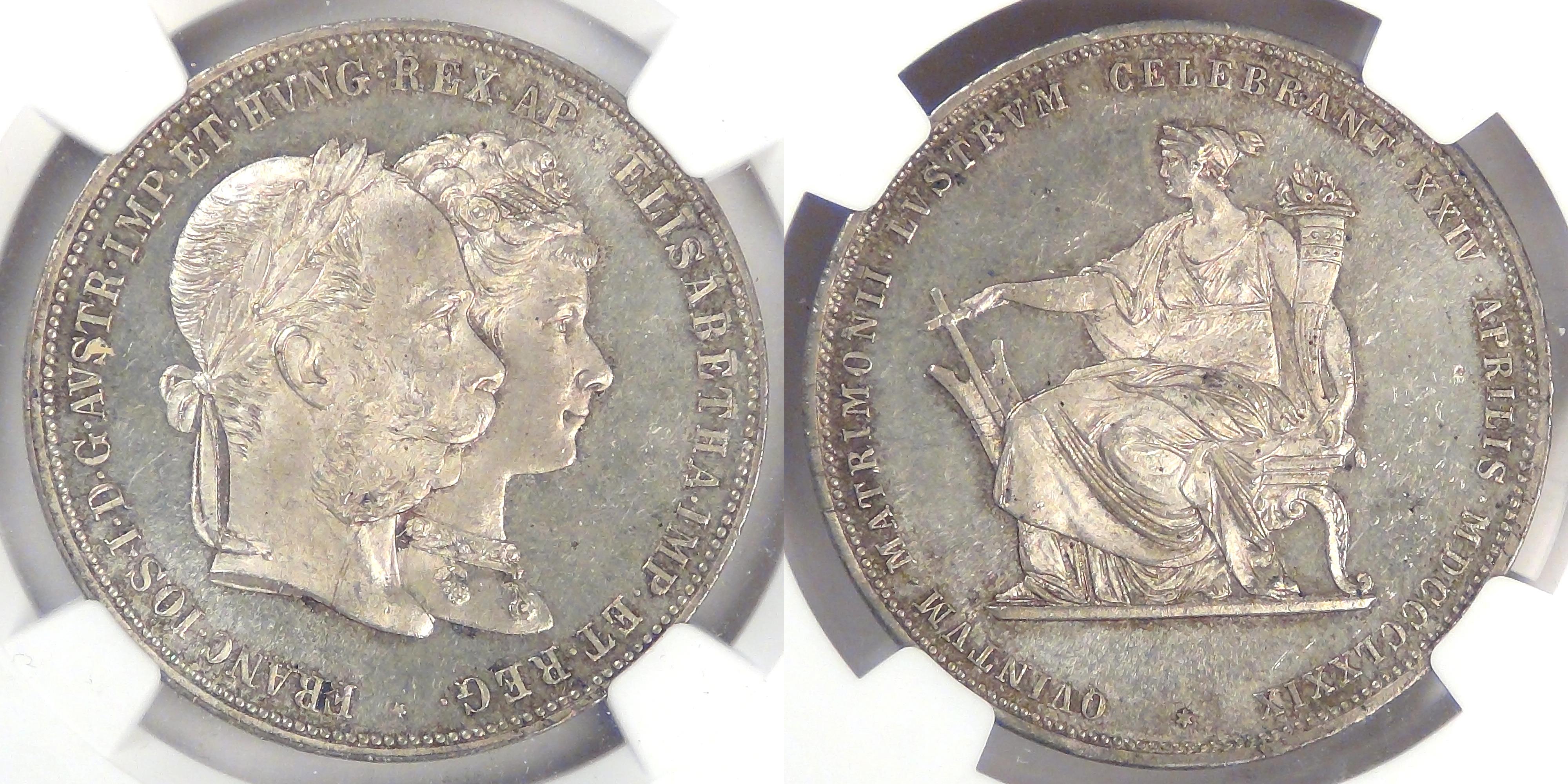 AUSTRIA - Empire, Franz Joseph I, 1879, 2 Gulden (2 Florin),MS-64 NGC