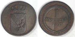 World Coins - GERMANY - Baden, Karl I Friedrich, 1807 Kreuzer, Fine