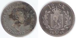 World Coins - NORWAY - Kingdom, Oscar I, 1848, 12 Skilling, Fine details