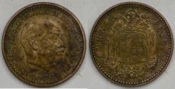 World Coins - SPAIN - Kingdom, Francisco Franco, 1947 (54) Peseta, Extra Fine